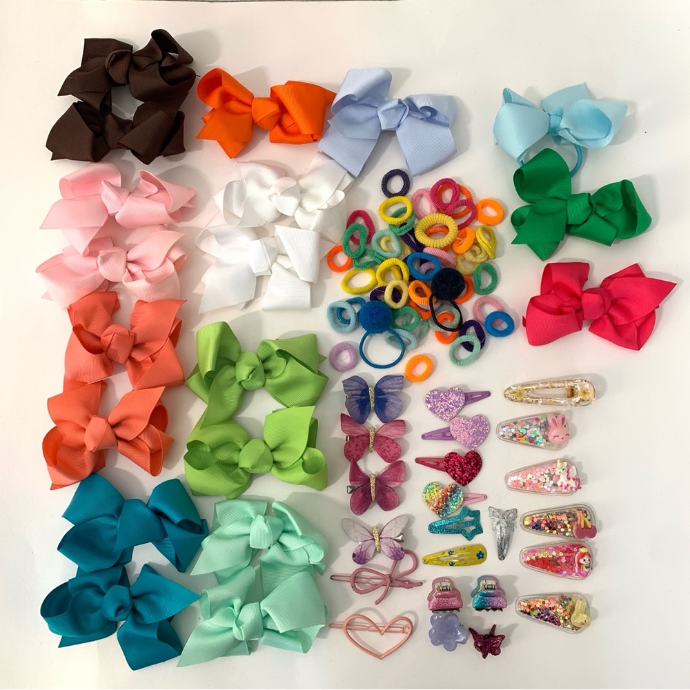 Hair Accessories Lot Girls Bows Clips Hair Ties Butterfly